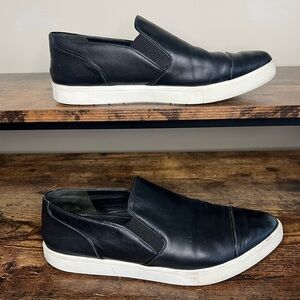 Vince Paeyre Black Leather‎ Point Toe Platform Loafer Slip On Sneakers Women's 7